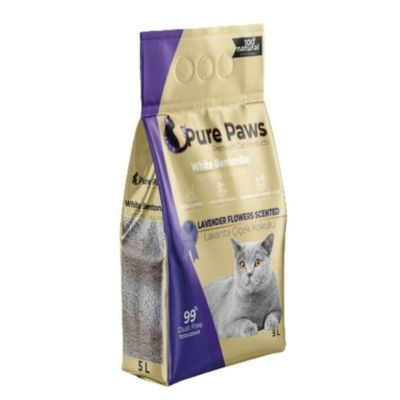 White pure paws cementējoši pakaiši kaķiem lavanda 5L