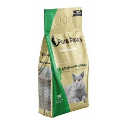 White pure paws cementējoši pakaiši kaķiem alveja 5L
