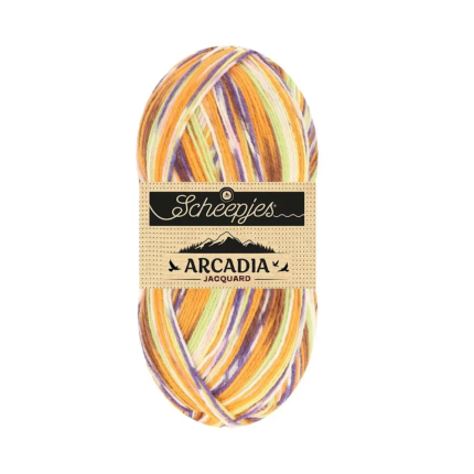 Arcadia Jacquard / Scheepjes / 4-diegu zeķu dzija 100g 1004 Dzintara lapa