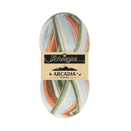 Arcadia Strped / Scheepjes / 4-diegu zeķu dzija 100g 913 Kotedža