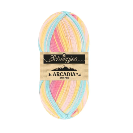 Arcadia Strped / Scheepjes / 4-diegu zeķu dzija 100g 916 Savvaļas puķe
